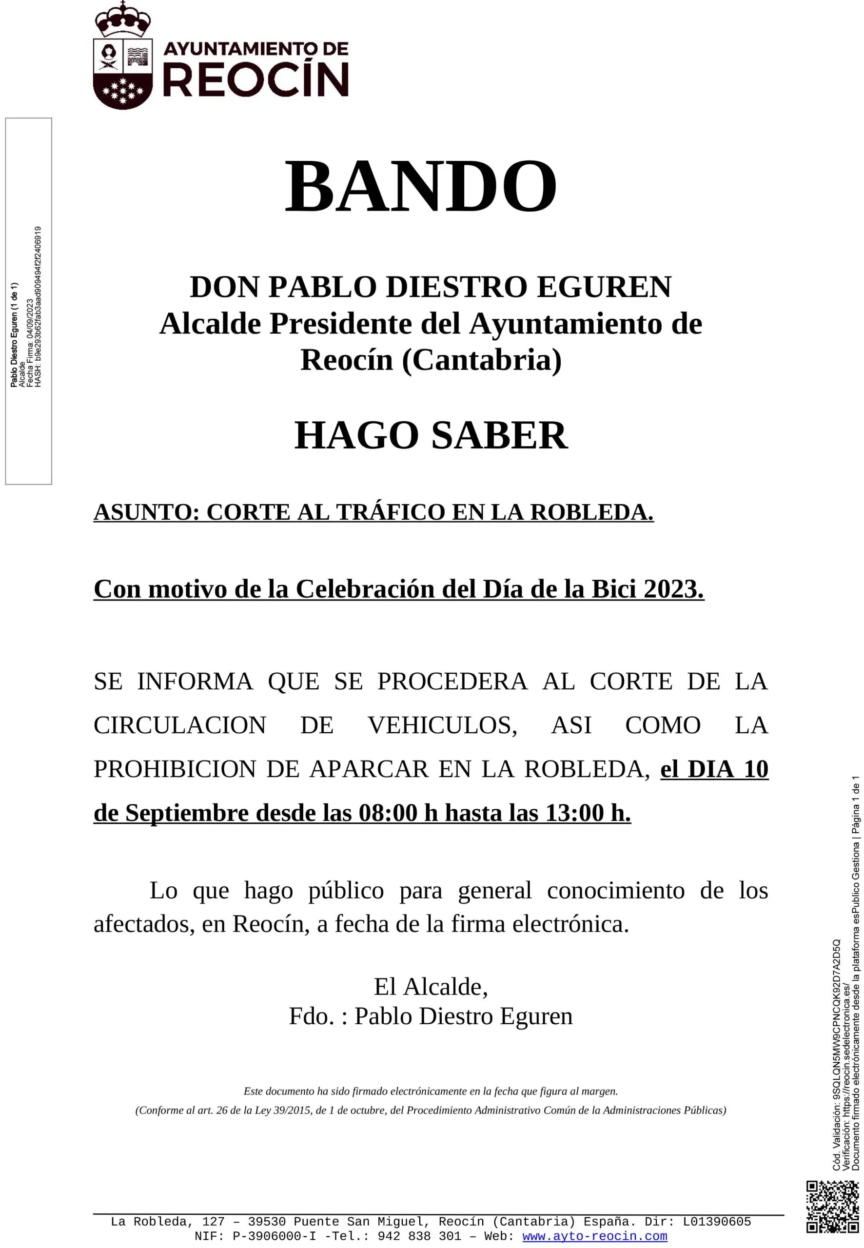  Corte de tráfico en La Robleda Con motivo de la Celebración del Día de la Bici 2023