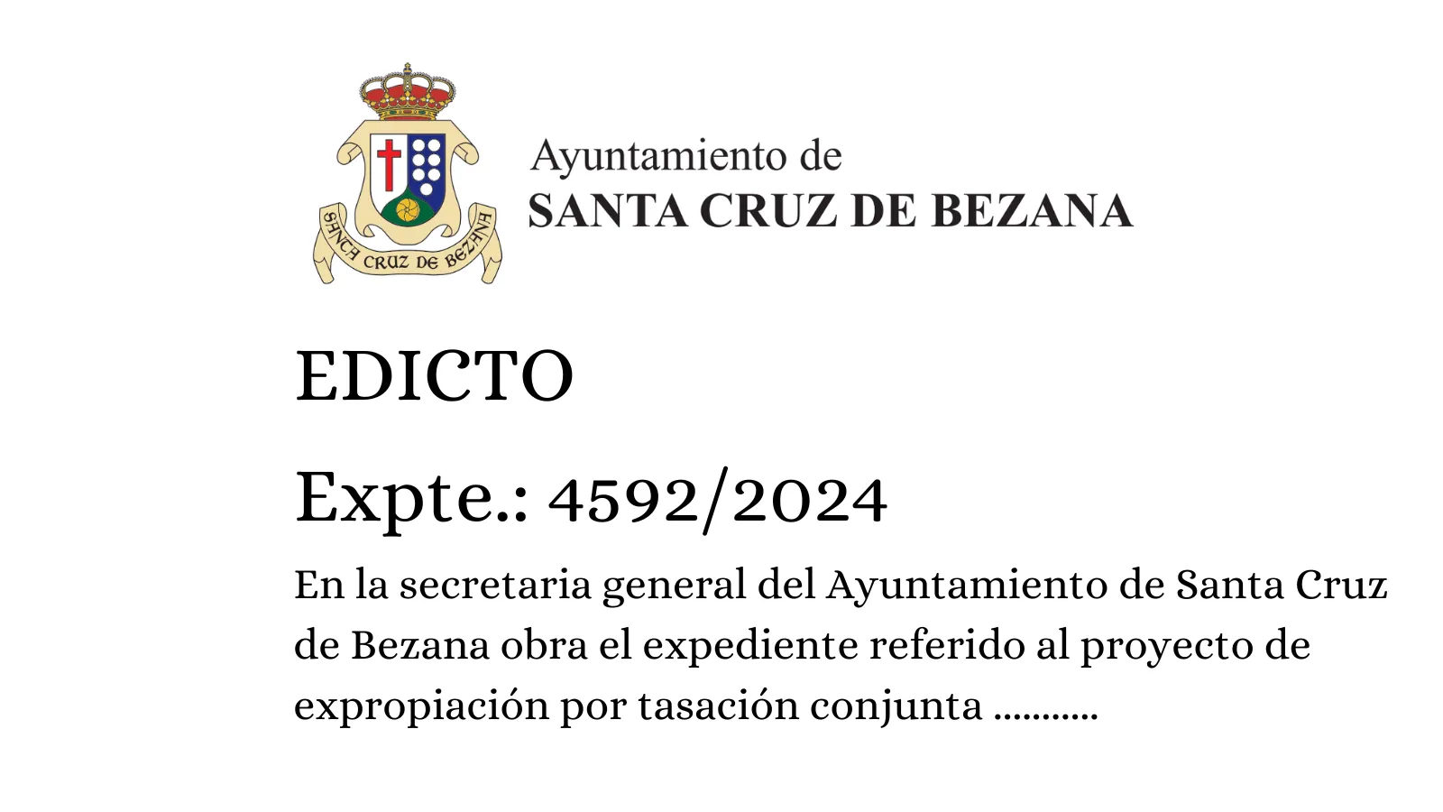  Ayuntamiento de Santa Cruz de Bezana Expte.: 4592/2024 EDICTO