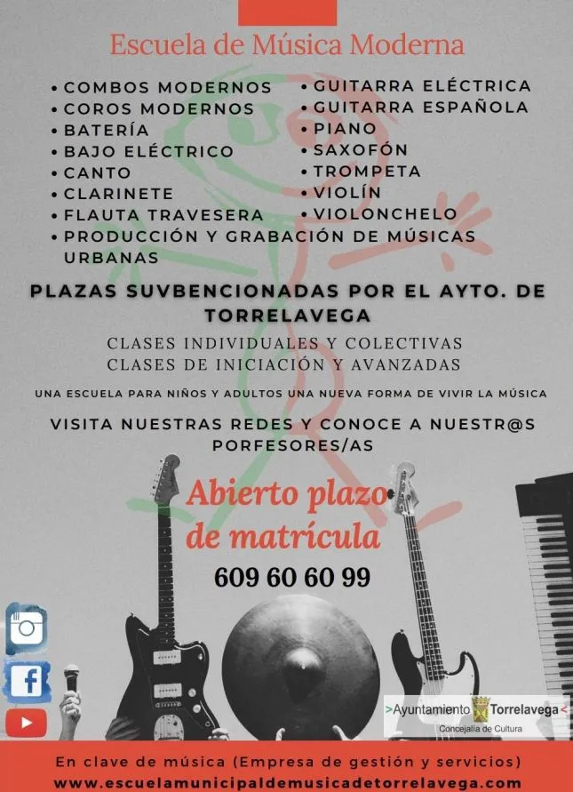  Abierto el plazo de matrícula de la Escuela de Música de Torrelavega