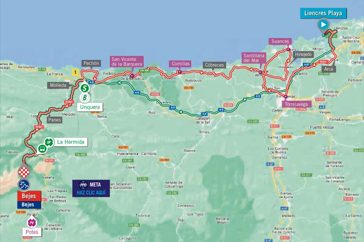  Mañana la Vuelta a España cruza Cantabria y en consecuencia se cortará la carretera por los municipios que pasé